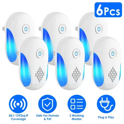 Aapo 6 Pack Ultrasonic Pest Repeller, Wide Coverage Dual-frequency Pest Control For Home Apartment Hotel  In White