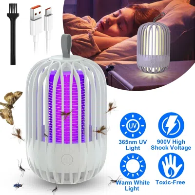 Aapo 900v High Voltage Cordless Indoor Bug Zapper Type C Rechargeable Mosquito Lamp Trap Portable Electri In White
