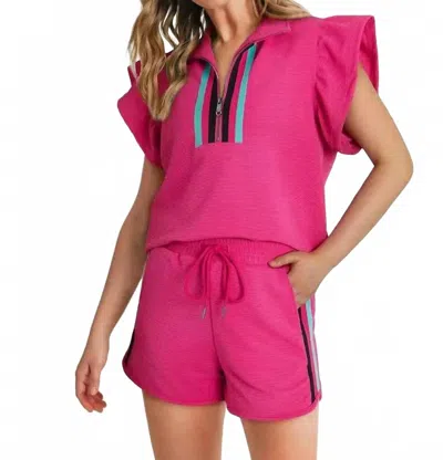 Aapparella Alice Flutter Sleeve Short Set In Pink