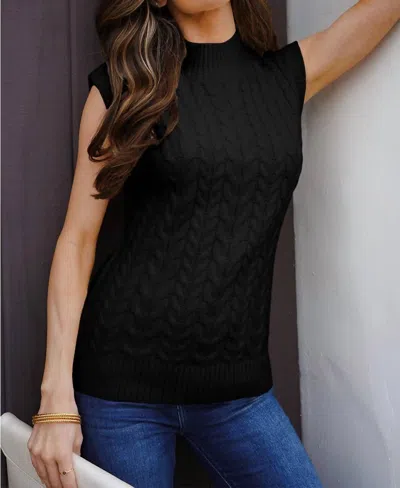 Aapparella Cable Knit High Neck Sweater Vest In Black