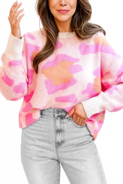 Aapparella Camouflage Long Sleeve Sweater In Pink