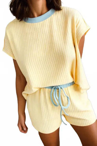 Aapparella Casual Ribbed Colorblock Two-piece Set In Yellow In Multi