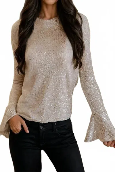 Aapparella Festive Sequin Mock Neck Blouse In Jet Stream In Multi
