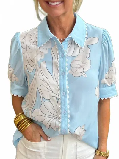 Aapparella Floral Ric Rac Top - Plus In Multi In Blue