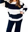 Aapparella Loretta Stripped Sweater In White/black In Black