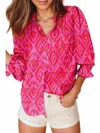 Aapparella Megan Three Quarter Sleeve Blouse In Pink In Pink