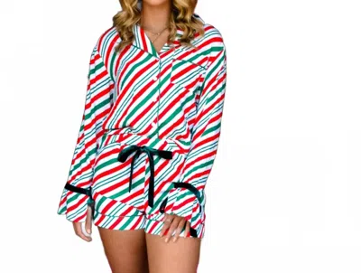 Aapparella Merry Pajamas Velvet Ribbon Knot Christmas Pajama Set In Red Green White