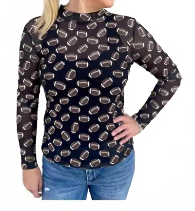 Aapparella Mesh Football Print Top In Black