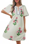 Aapparella Playing It Cool Floral Print Mini Dress In Cream In White