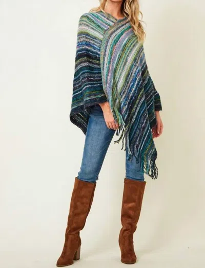 Aapparella Poncho Sweater In Blue Multi