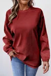 Aapparella Ribbed Loose Fit Sweatshirt In Red