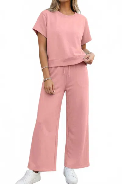 Aapparella Soft Lounge Wide Leg Two-piece Set In Pink