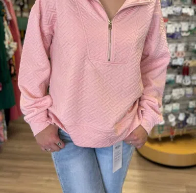 Aapparella Textured Collared Pullover In Pink