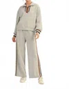 Aapparella Zip Collar Pullover & Wide-leg Pants In Gray In Gray