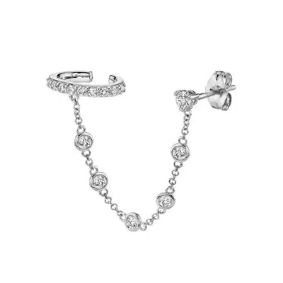 Aaria London Women's Crystal Chain Earring - Silver