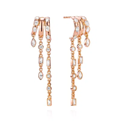 Aaria London Women's Kalani Stacked Triple Hoop Illusion Earrings Rose Gold