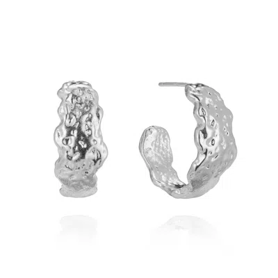 Aaria London Women's Lava Hoops - Silver