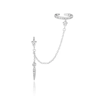 Aaria London Women's Rio Spike & Cuff Earring - Silver