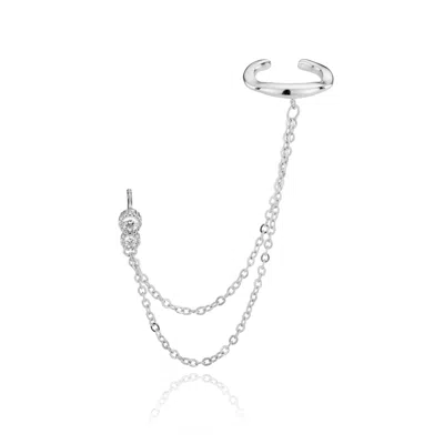 Aaria London Women's Siren Double Chain Cuff Earring - Silver