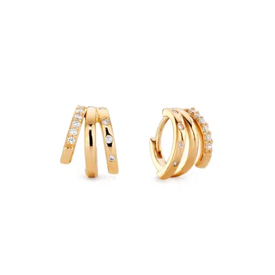 Aaria London Women's Trinity Huggie Illusion Earrings - Silver