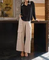 Aaron & Amber Amanda High Waist Cargo In Ecru In White