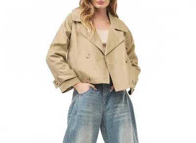 Aaron & Amber Annie Cropped Trench Jacket In Tan In Gray