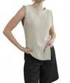 Aaron & Amber Asymmetical Bottom Knit Sleeveless Top In Gray