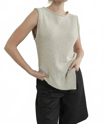 Aaron & Amber Asymmetical Bottom Knit Sleeveless Top In Gray