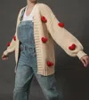 Aaron & Amber Big Love Cardigan In Beige/red