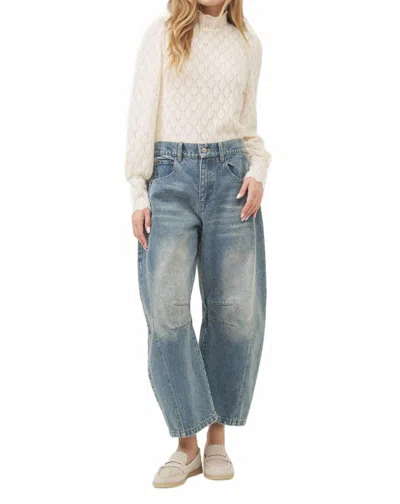 Aaron & Amber Brushed Lace Mock Neck Top In White