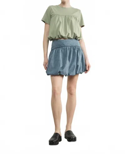 Aaron & Amber Bubble Denim Mini Skirts In Medium Wash In Gray