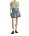 Aaron & Amber Bubble Denim Mini Skirts In Medium Wash In Multi