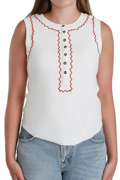 Aaron & Amber Canyon Stitched Tank Top In White