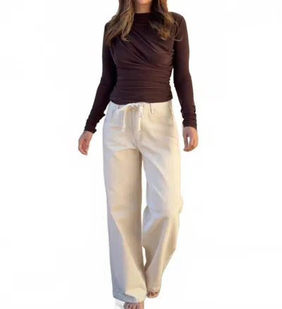 Aaron & Amber Chana Wide Leg Jeans In Cream In Neutral