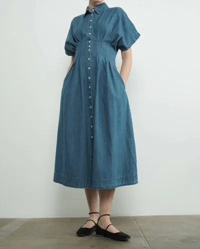 Aaron & Amber Cool Denim Shirt Dress In Blue