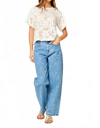 Aaron & Amber Desert Bloom Tee In White In Blue