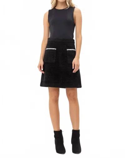 Aaron & Amber Eden Fuzzy Contrast Stitch Skirts In Black