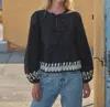 AARON & AMBER EMBROIDERED PEPLUM BLOUSE IN BLACK