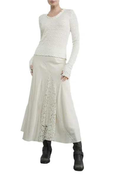 Aaron & Amber Farrah Lace Panel Skirt In Ivory In White
