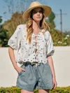 Aaron & Amber Fleur Tie Top In White