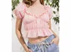 AARON & AMBER GINGHAM BABYDOLL TOP IN PEACH