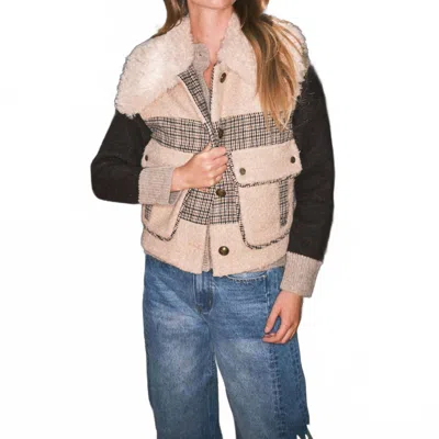 Aaron & Amber Grace Plaid Sherpa Mix Vest In Multi