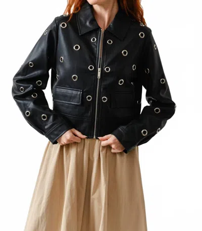 Aaron & Amber Grommet Faux Leather Jacket In Black