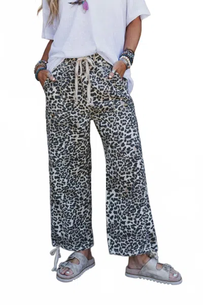Aaron & Amber High-rise Cotton Jogger Pants In Leopard In Gray