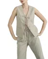 Aaron & Amber Jane Bow Tie Vest In Beige In Beige