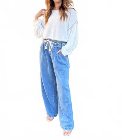 Aaron & Amber Julie Wide Leg Pants In Denim In Blue