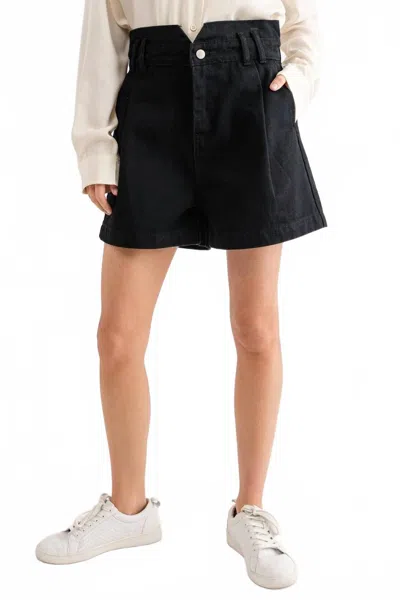 Aaron & Amber Kiera High Waist Denim Shorts In Black