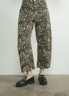 Aaron & Amber Leopard High Rise Barrel Denim Jeans In Multi