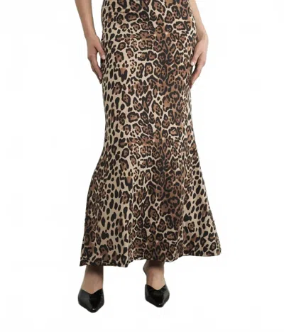 Aaron & Amber Leopard Maxi Skirt In Brown