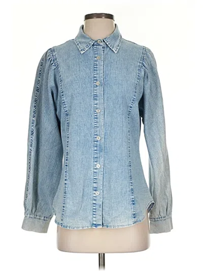 Pre-owned Aaron & Amber Long Sleeve Button Down Shirt In Blue